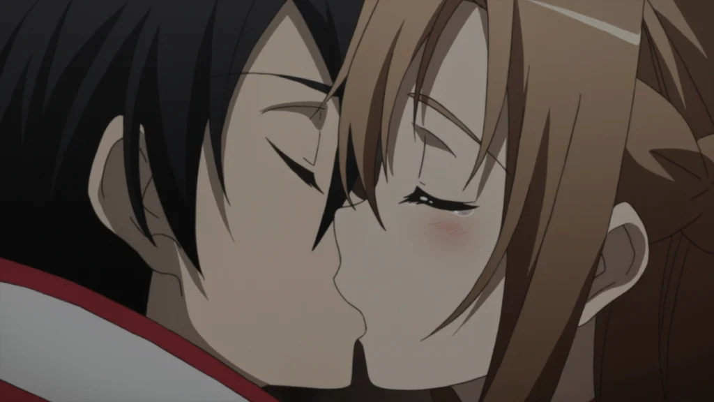 Asuna and Kirito Kissing in a tree!